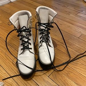 Stuart Weitzman Lexy white combat boots